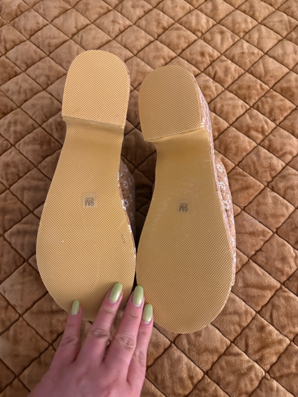 Daisy-Embellished Cork Slide Mules in Tan - Picture 3 of 4